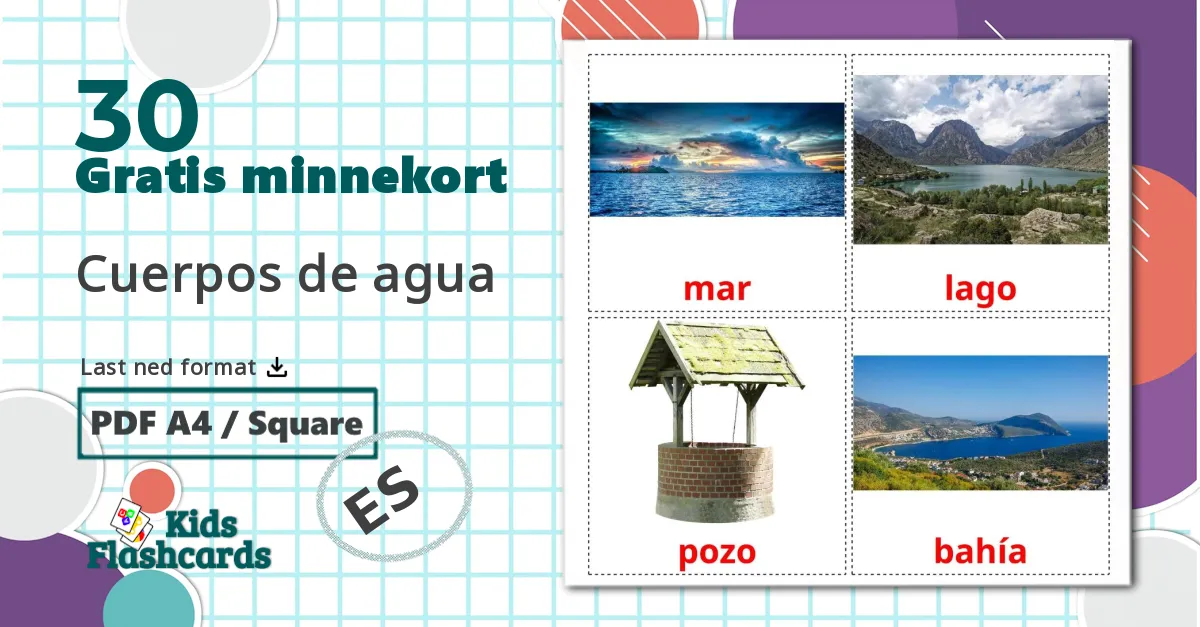 30 Cuerpos de agua bildekort