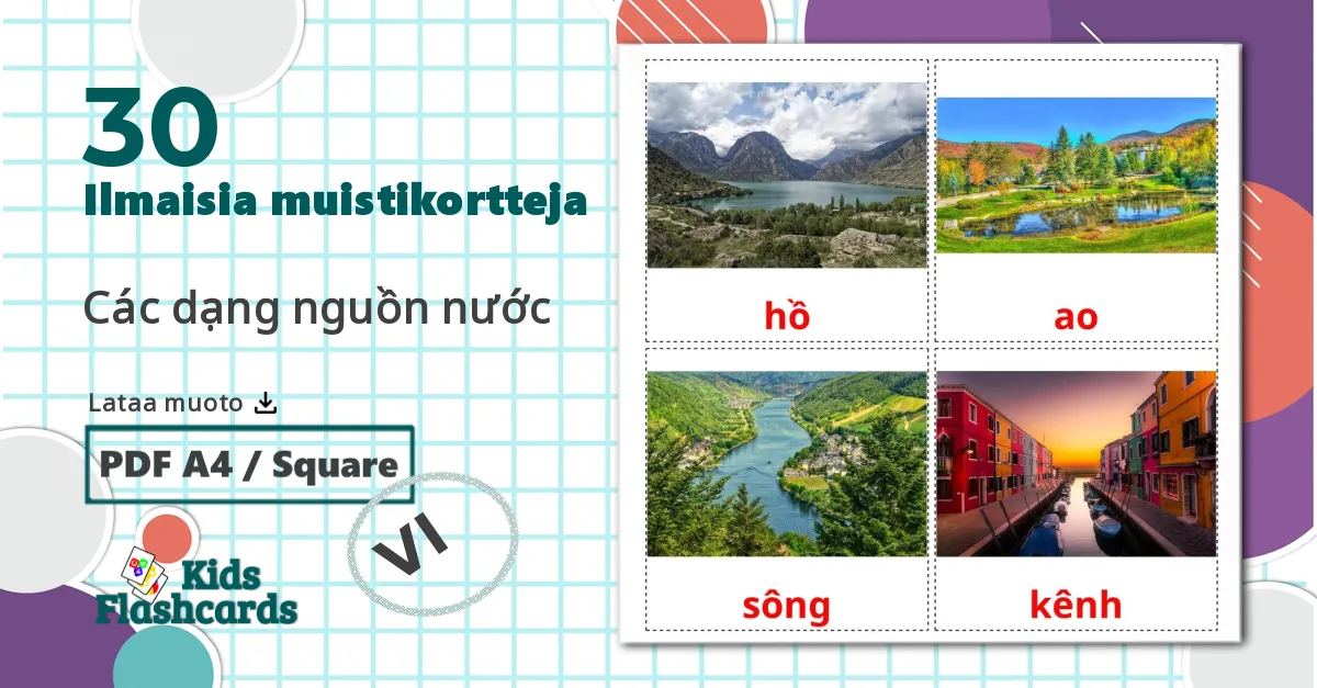 30 Các dạng nguồn nước lasten kuvakortit