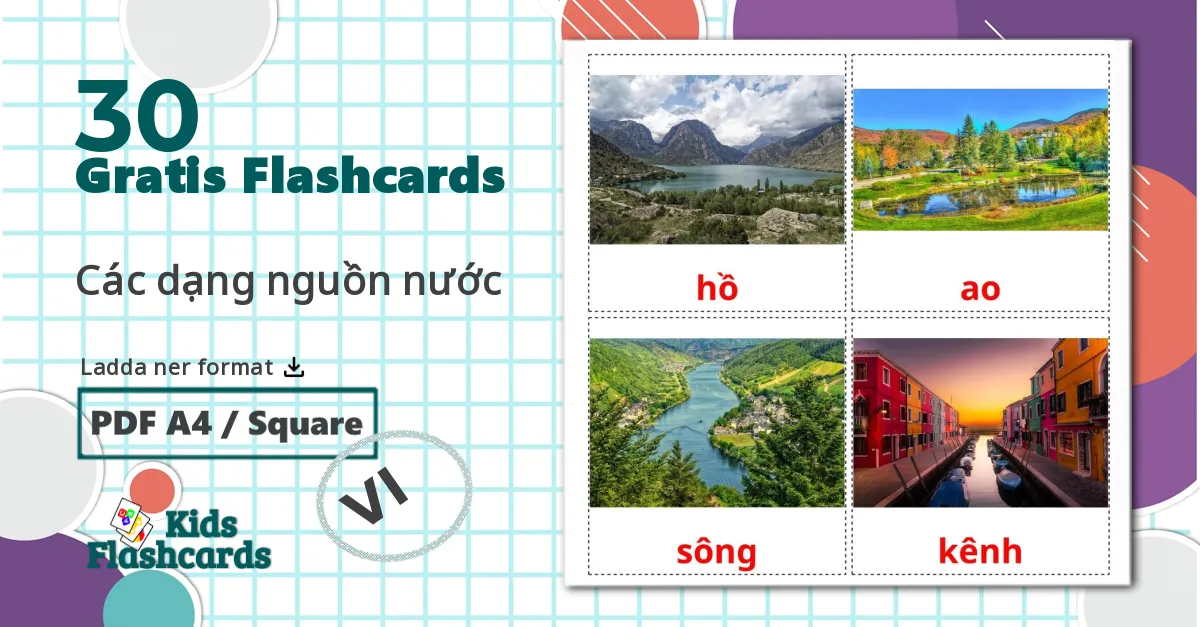 30 Các dạng nguồn nước bildkort för barn