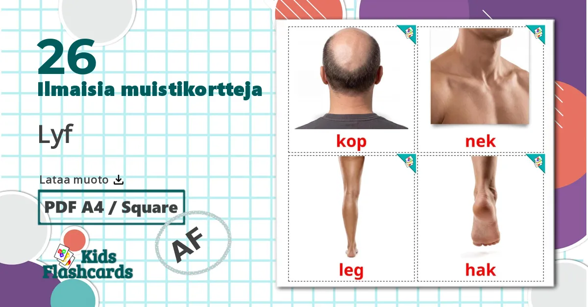 ILMAINEN Kehon Osat Lasten Kuvakortta PDF muodossa Afrikaansksi
