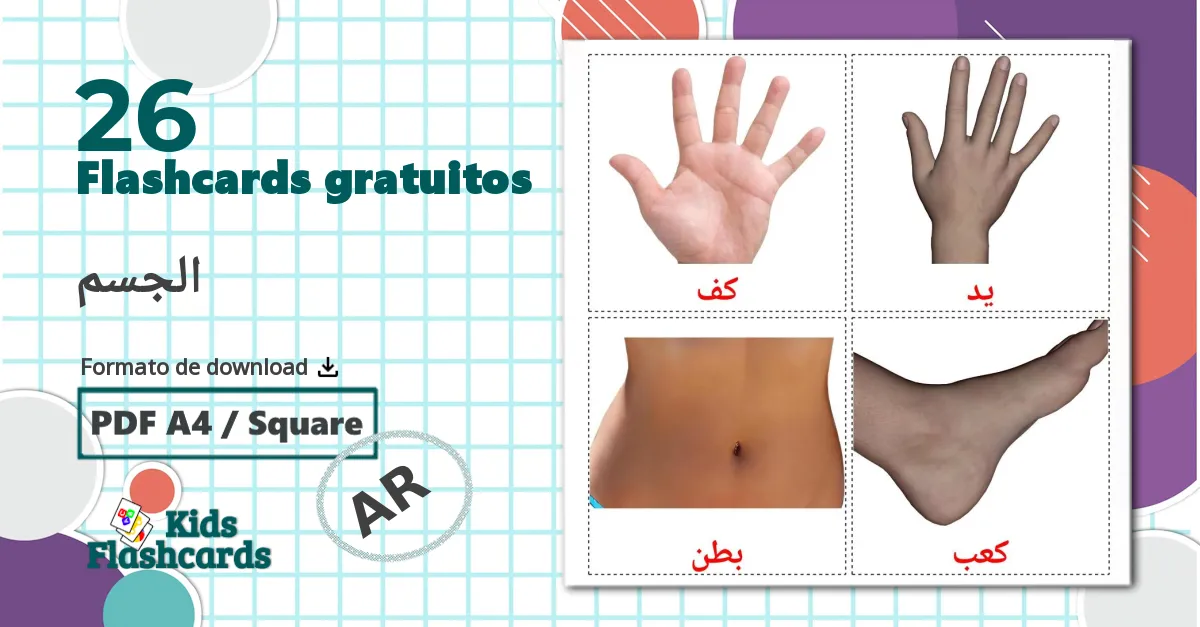 Partes do Corpo - árabe vocabulary cards