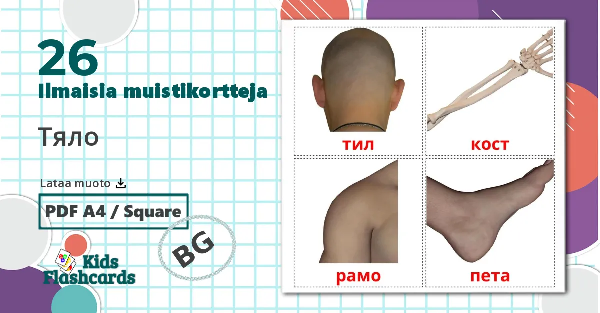 26 Тяло lasten kuvakortit