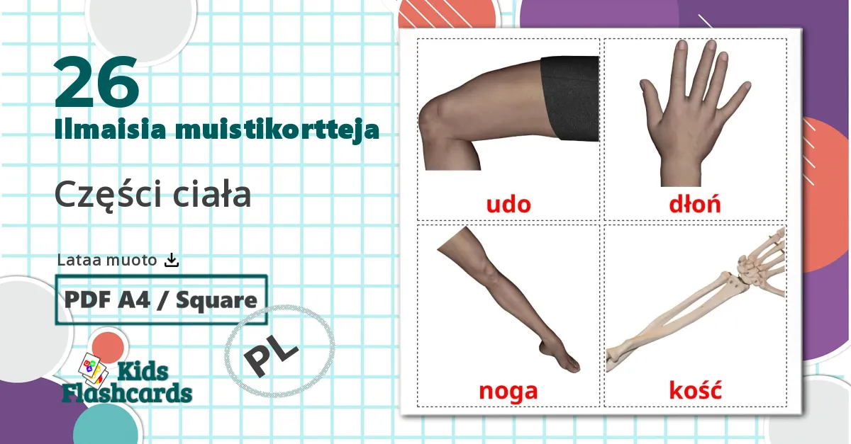 26 Części ciała lasten kuvakortit