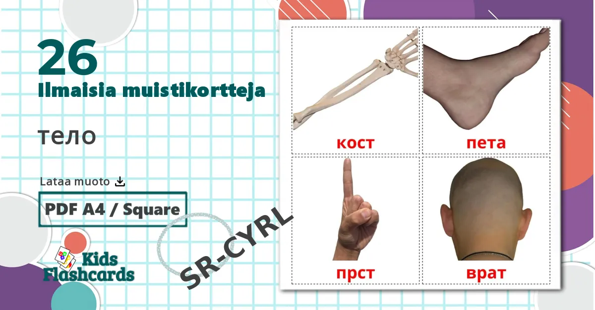 26 тело lasten kuvakortit