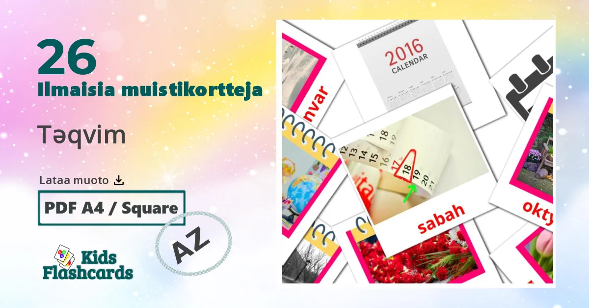 Təqvim – lasten kuvakortit azerbaijaniksi sanastoon