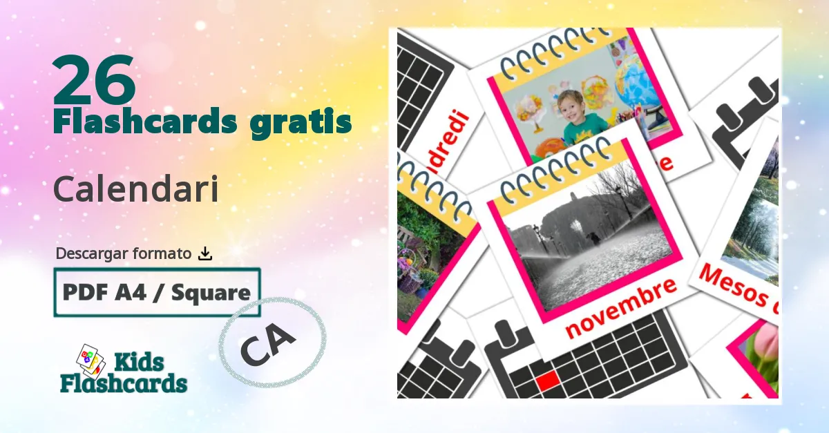 26 tarjetas didacticas de Calendari