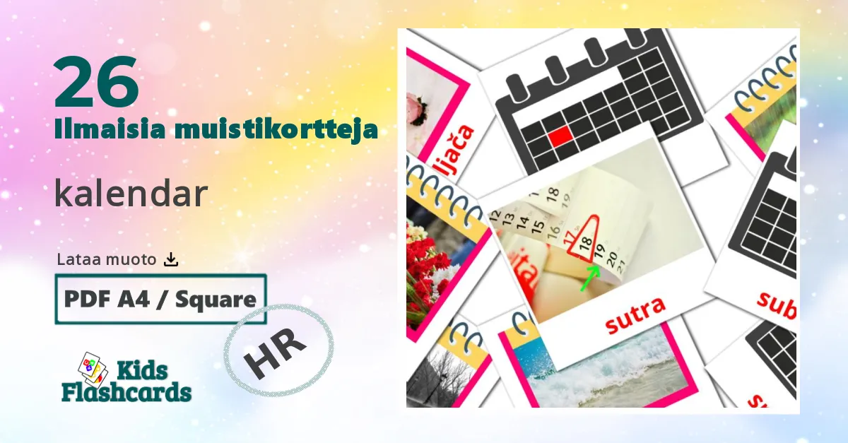 kalendar – lasten kuvakortit kroaattiksi sanastoon