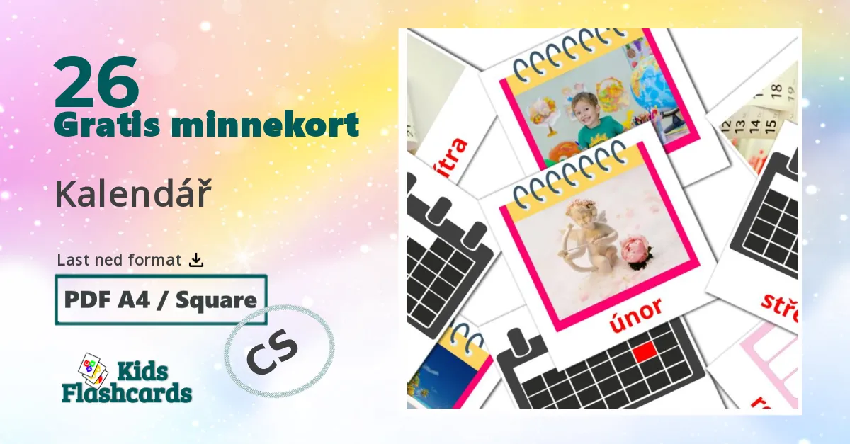 Kalendář bildekort for barn på tsjekkisk