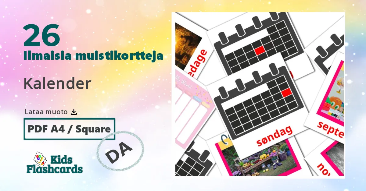 26 Kalender lasten kuvakortit