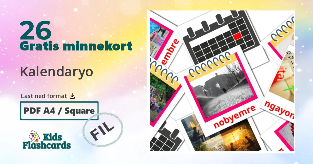 Kalendaryo bildekort for barn på filipino