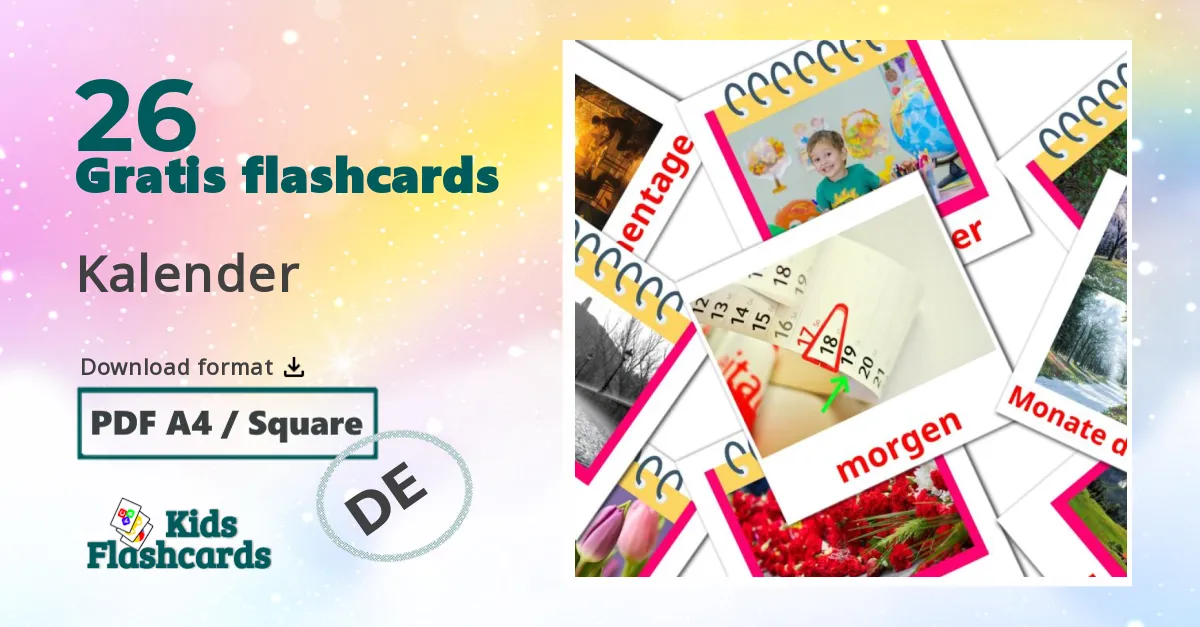 26 Kalender billedkort for børn