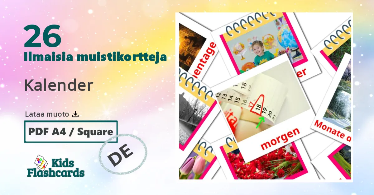 26 Kalender lasten kuvakortit