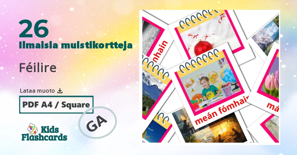 Féilire – lasten kuvakortit irlantilaiseksi sanastoon