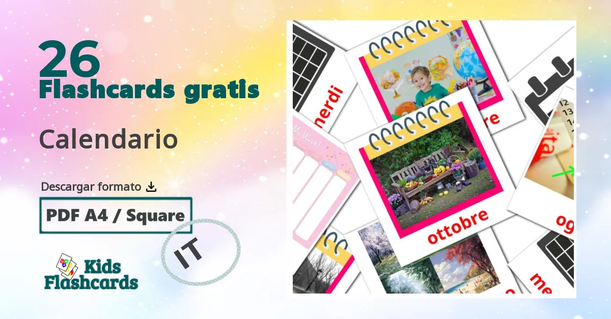 26 tarjetas didacticas de Calendario