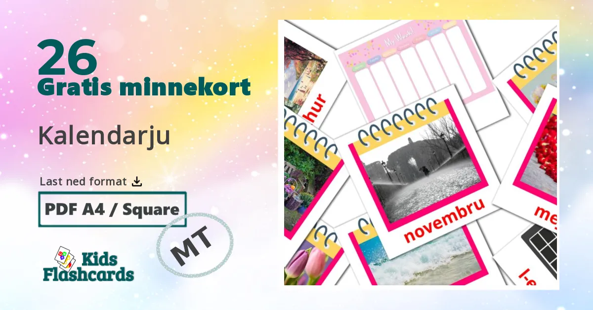 Kalendarju bildekort for barn på maltesisk