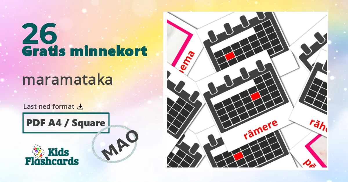 maramataka bildekort for barn på maori