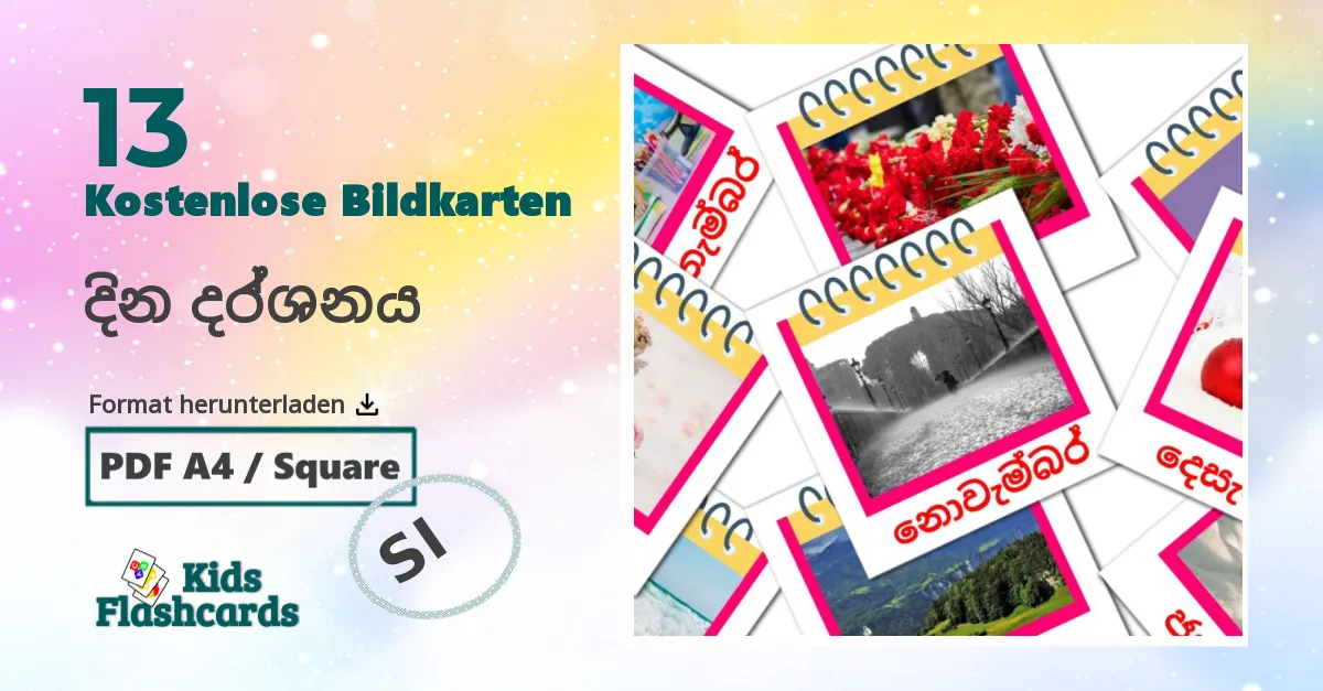 13 Bildkarten für දින දර්ශනය