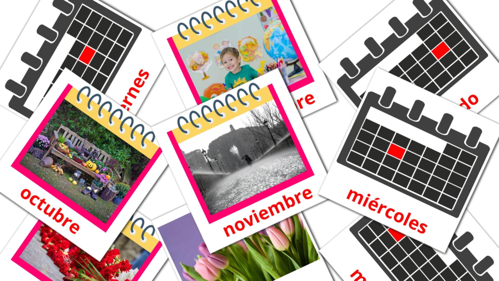 Fiches de vocabulaire espagnoles sur Calendario