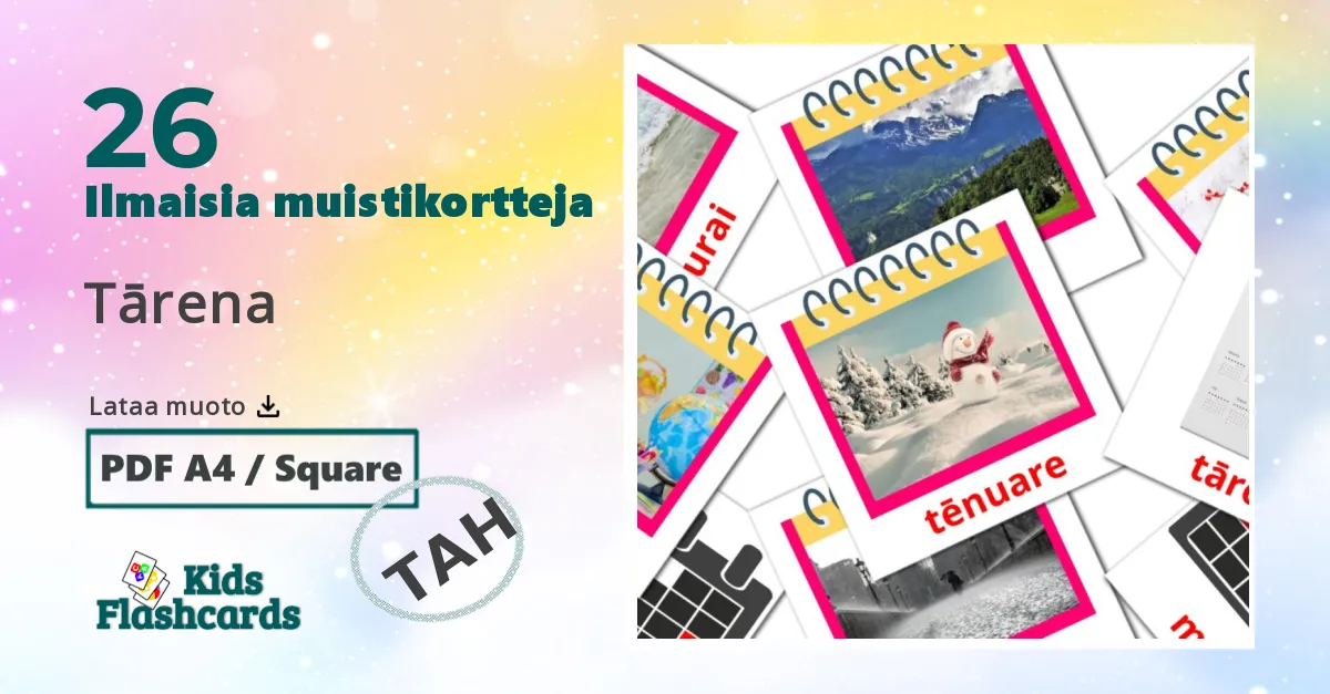 Tārena – lasten kuvakortit tahitianksi sanastoon
