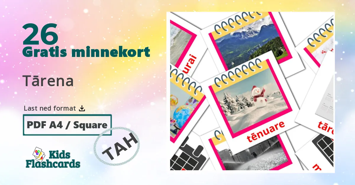 Tārena bildekort for barn på tahitisk