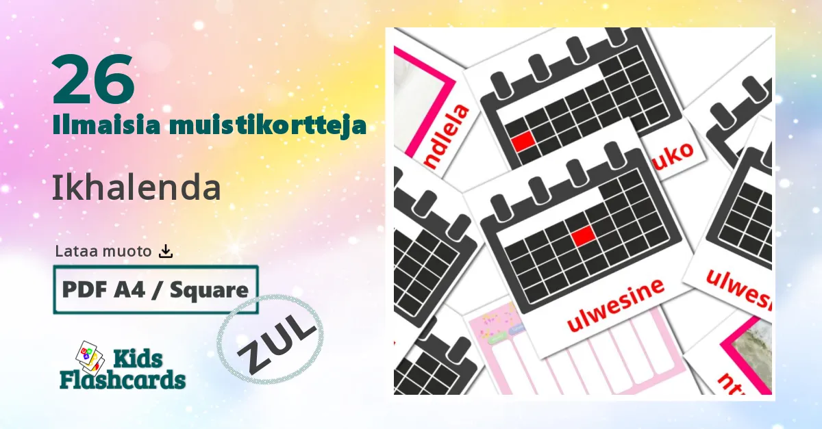 Ikhalenda – lasten kuvakortit zuluksi sanastoon
