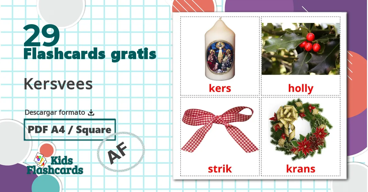 Navidad - tarjetas de vocabulario en afrikáans