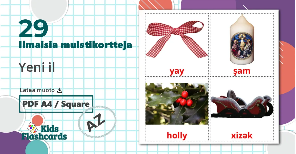 29 Joulu lasten kuvakortit