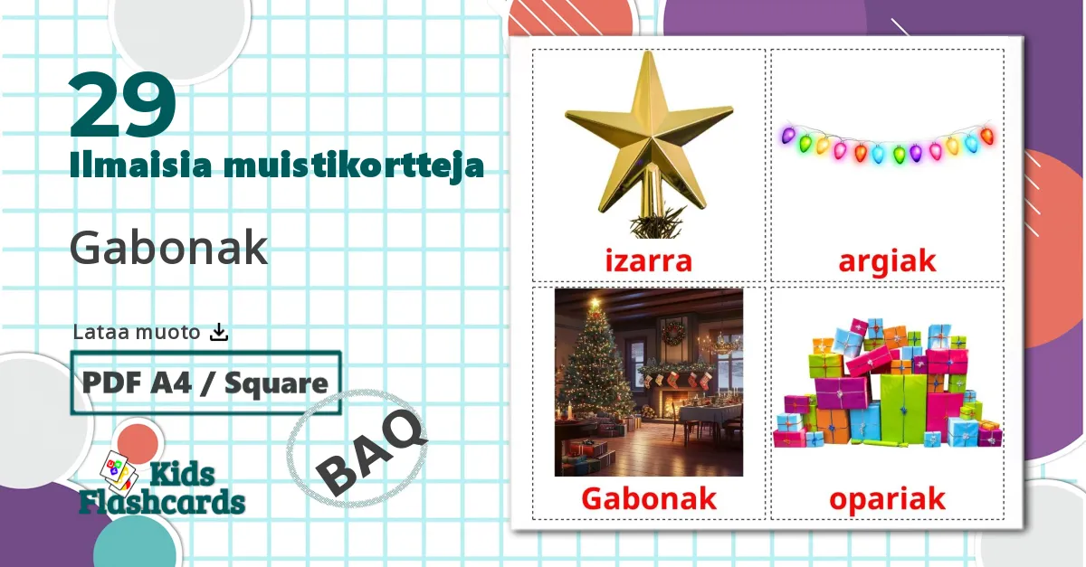 Christmas - baski sanastokortit