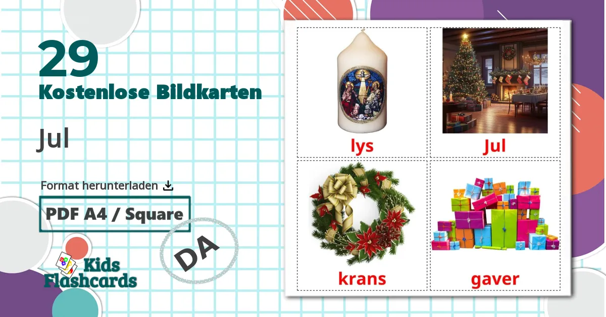 29 Bildkarten für Jul