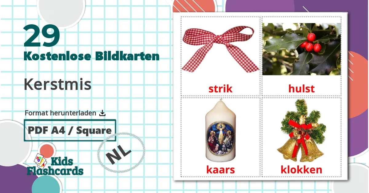 29 Bildkarten für Kerstmis