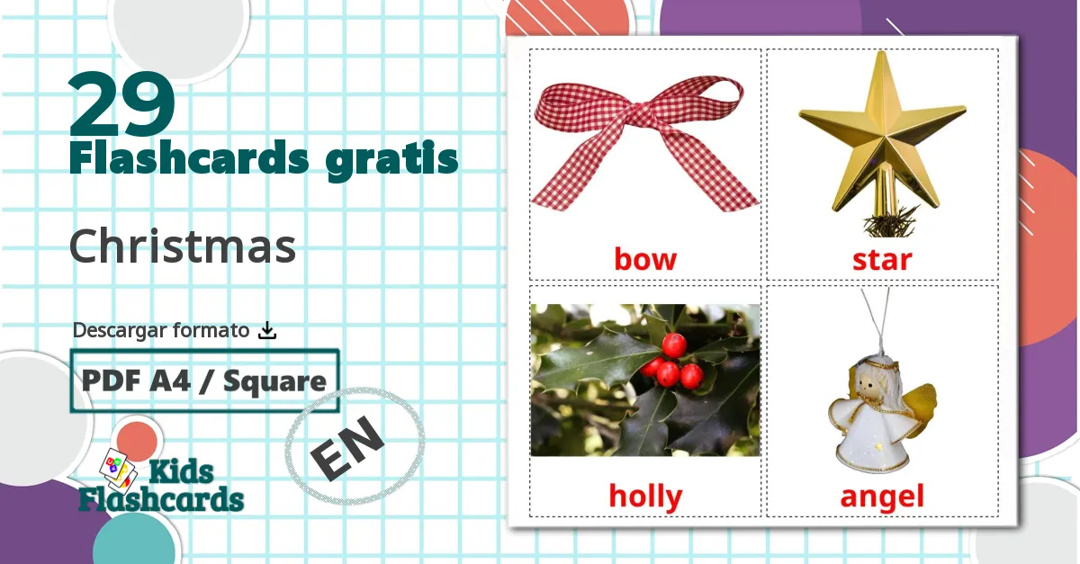 29 tarjetas didacticas de Christmas