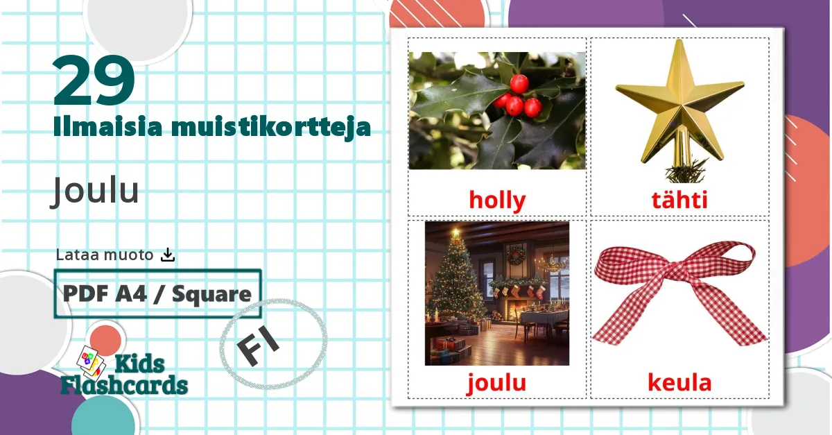 29 Joulu lasten kuvakortit