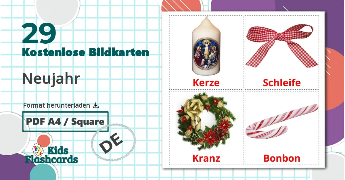 29 Bildkarten für Neujahr