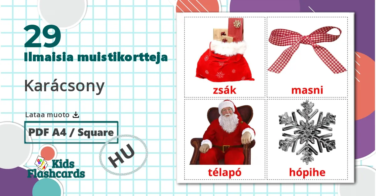 29 Karácsony lasten kuvakortit