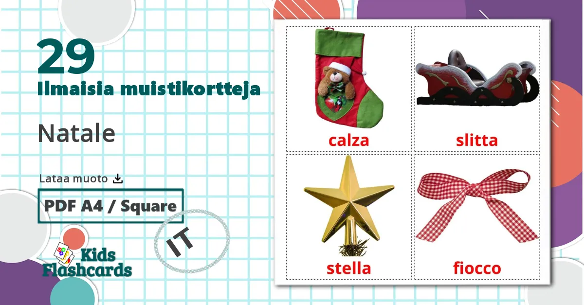 29 Natale lasten kuvakortit