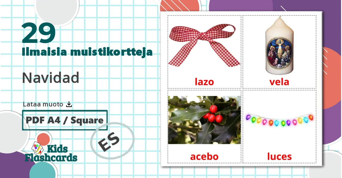 29 Navidad lasten kuvakortit