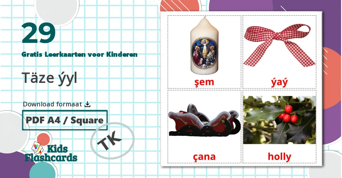29 Täze ýyl Leerkaarten voor kinderen