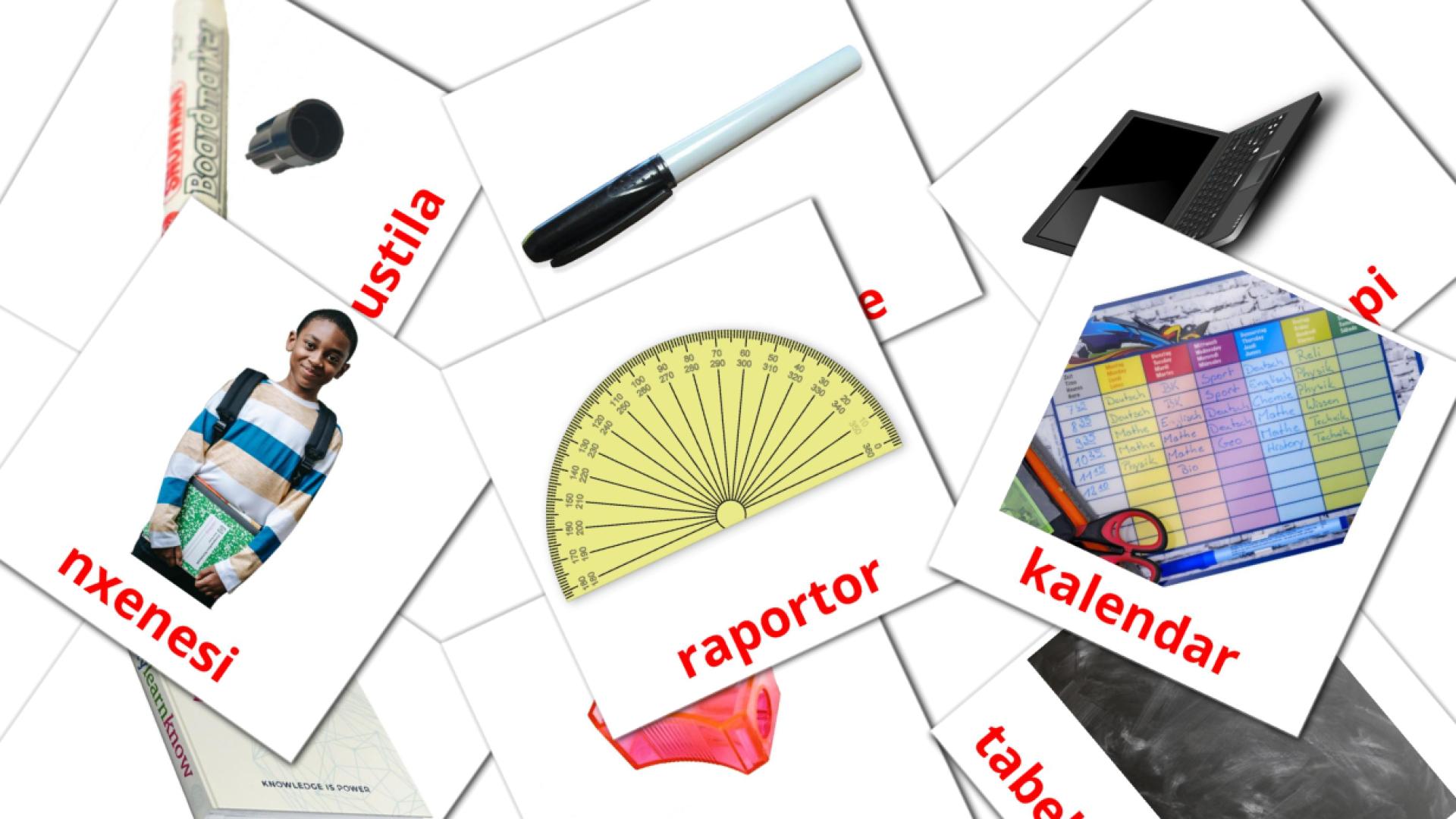 36 Objektet in schoolbag flashcards