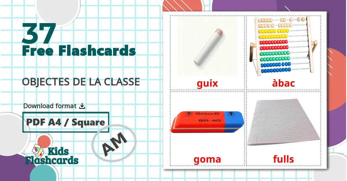 37 Classroom objects flashcards