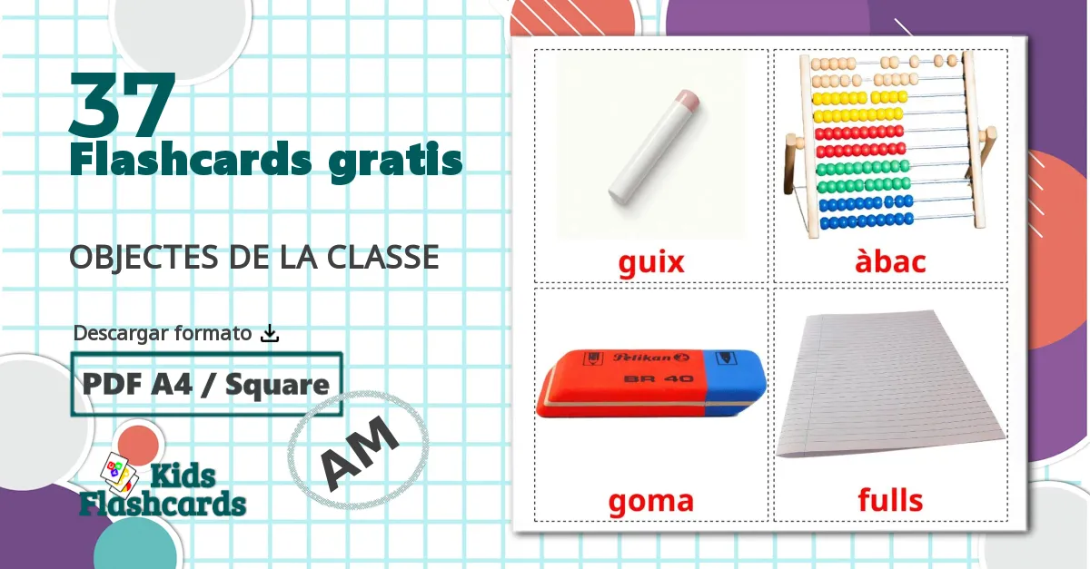 37 tarjetas didacticas de Objetos de clase