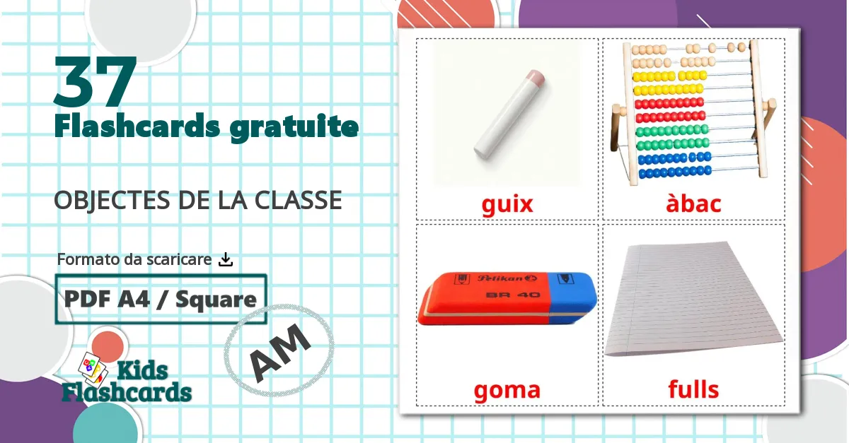 37 flashcards di Oggetti scolastici