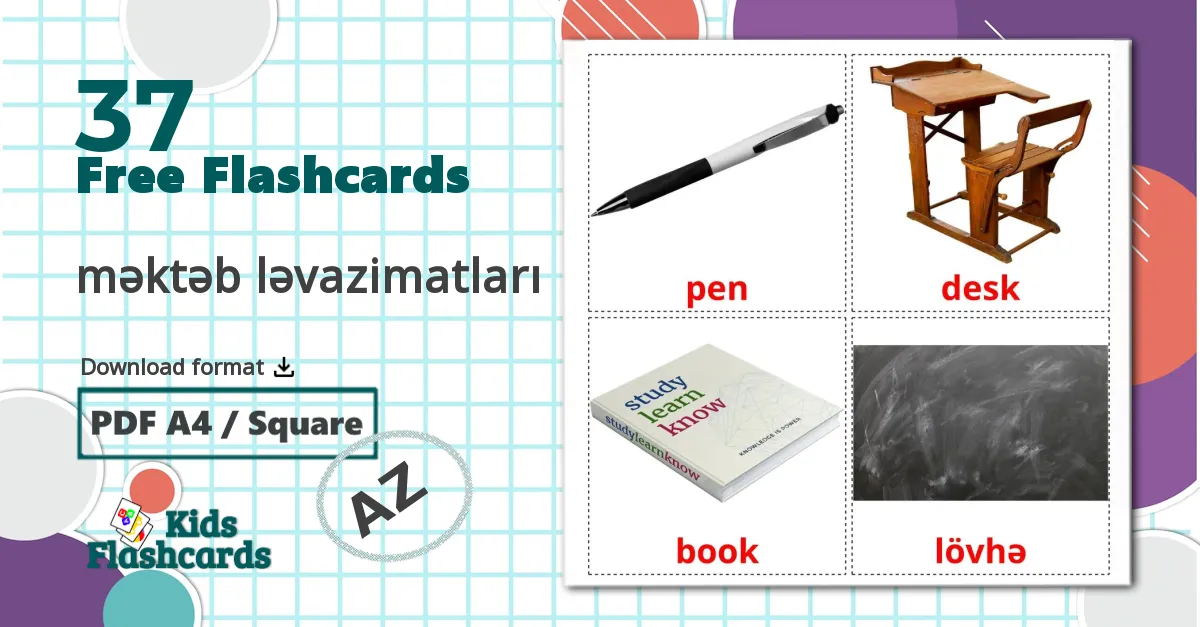 37 Classroom objects flashcards