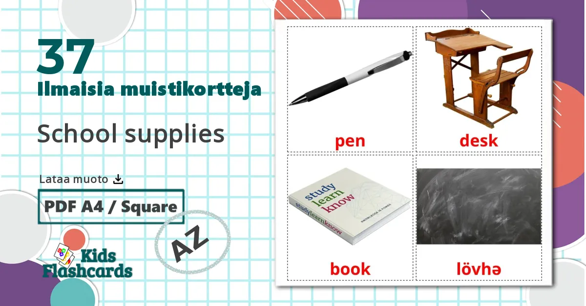 10 Luokkahuoneen esineet bildekort
