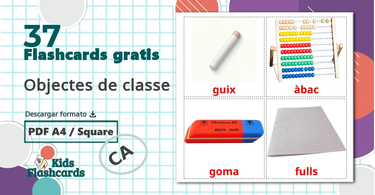 37 tarjetas didacticas de Objectes de classe