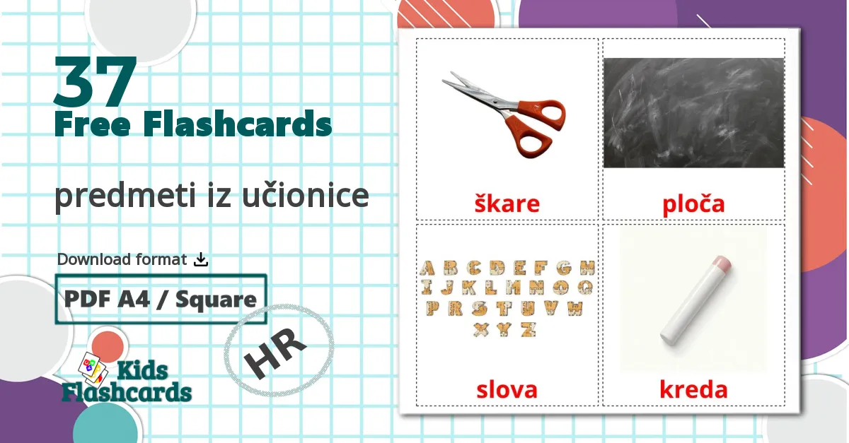 37 predmeti iz učionice flashcards