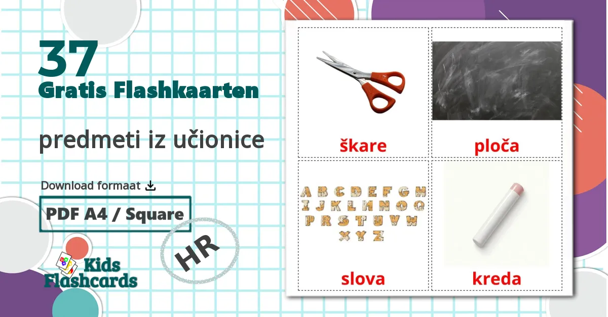 37 predmeti iz učionice flashcards