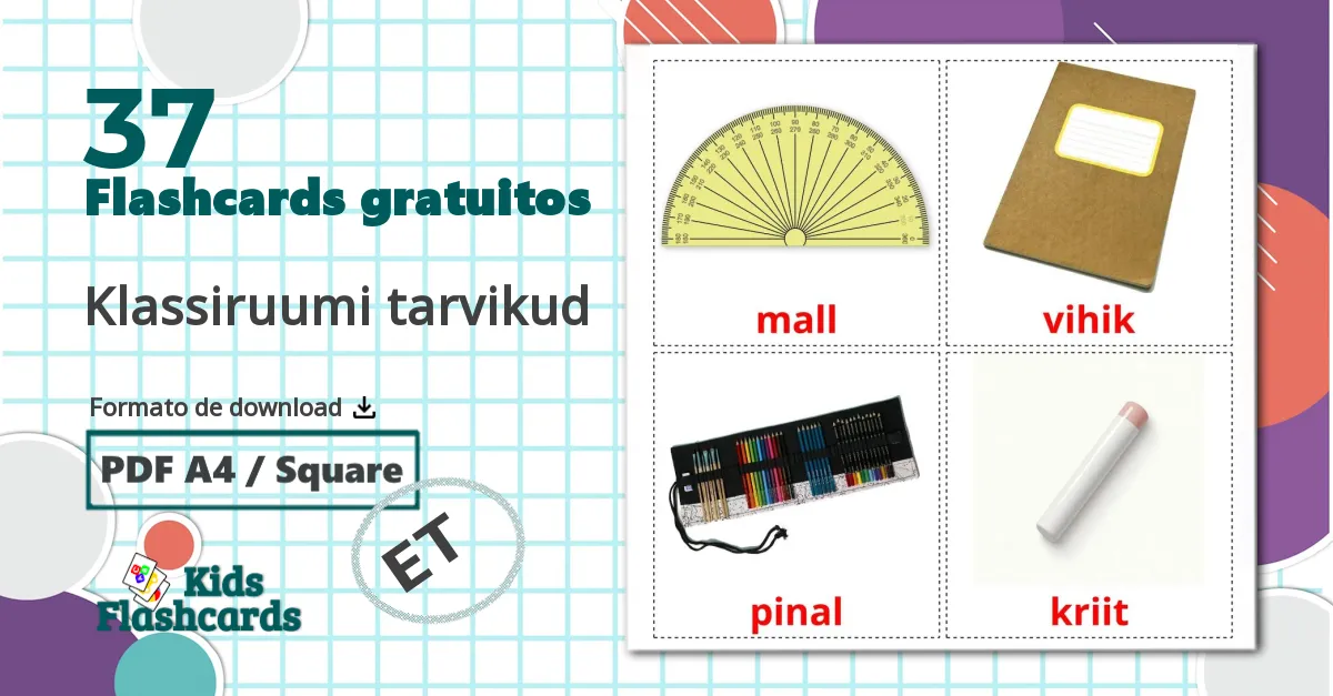 37 Flashcards de Klassiruumi tarvikud