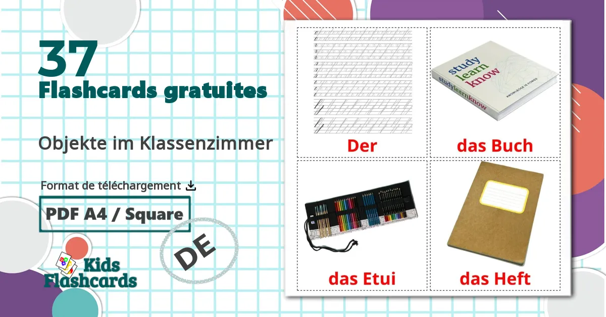 Objets de la classe - cartes de vocabulaire allemand