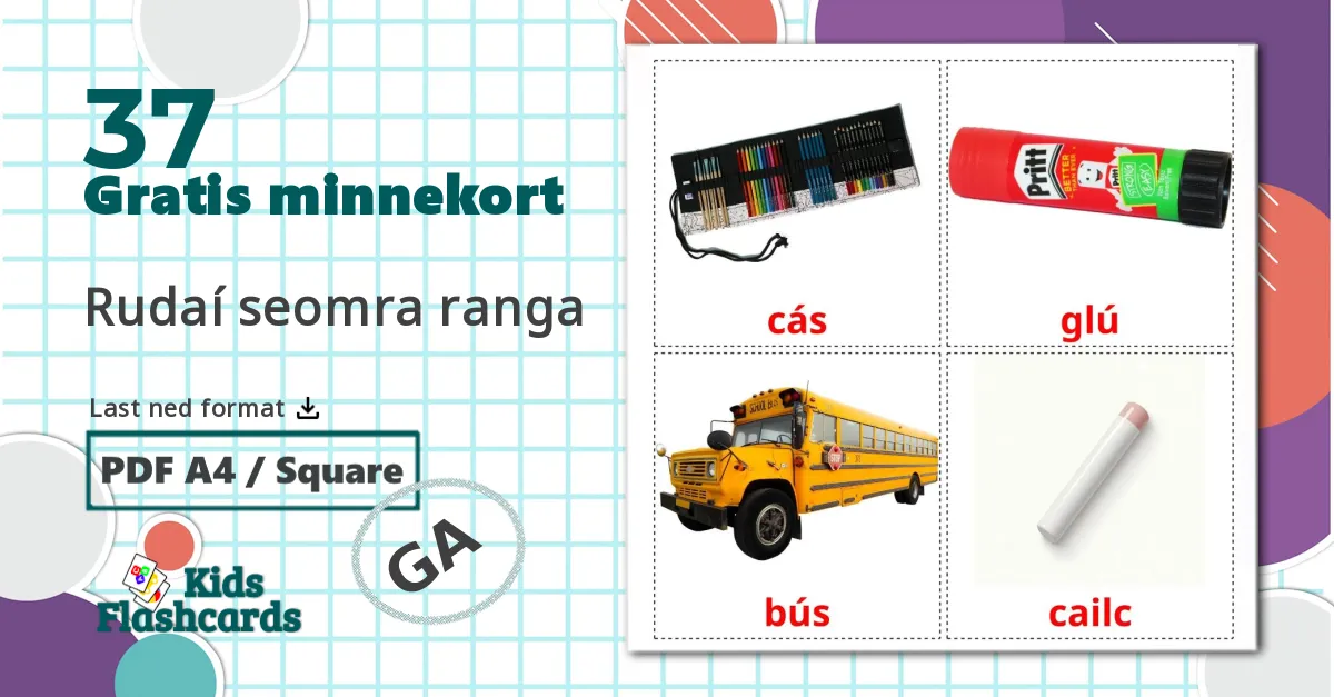 37 Rudaí seomra ranga bildekort