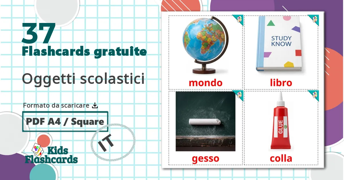 37 Flashcard GRATUITE Sui Oggetti Scolastici In 4 Formati PDF 